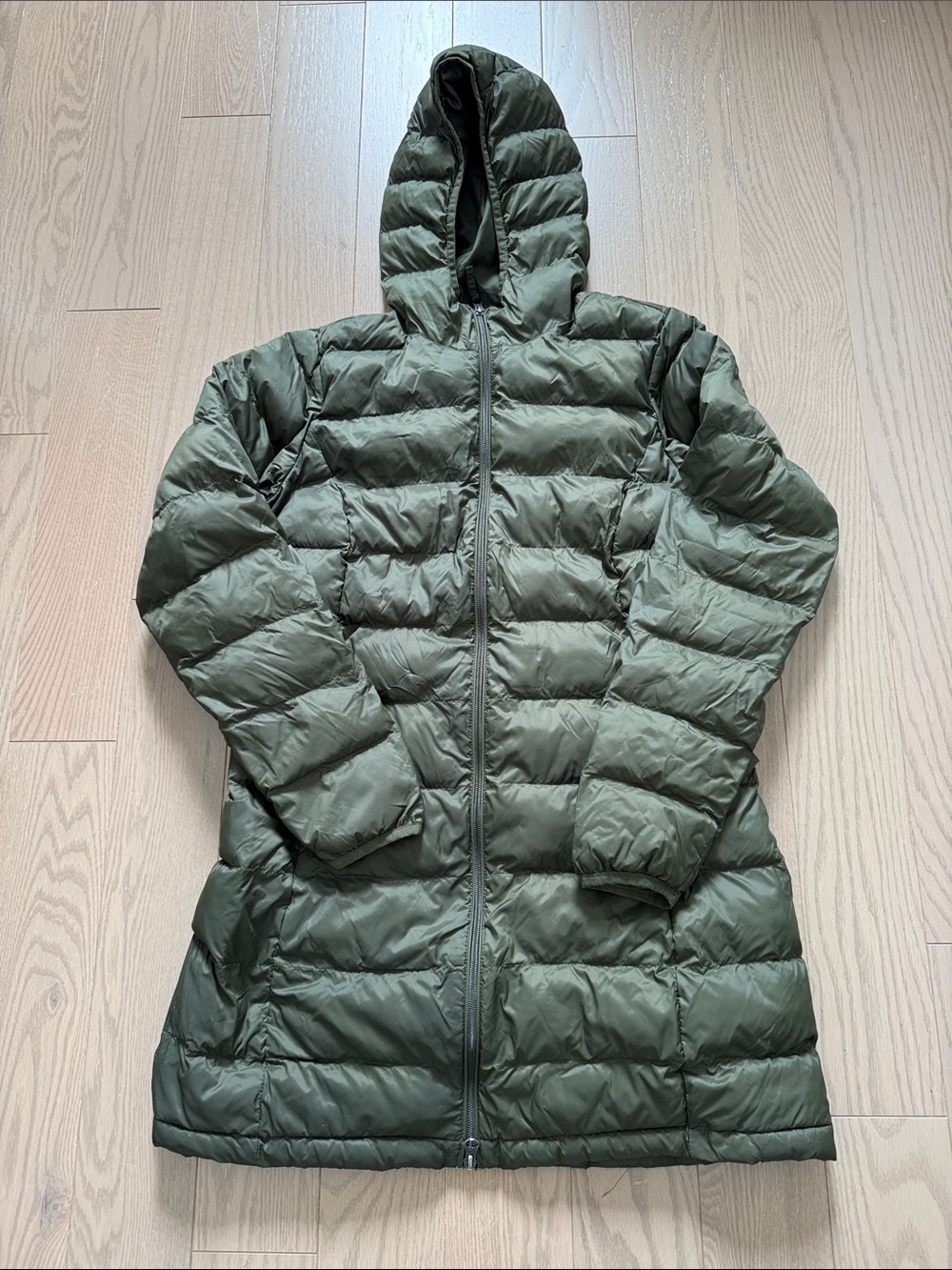 Women's Olive Green Amazon Essentials Quilted Hooded Jacket